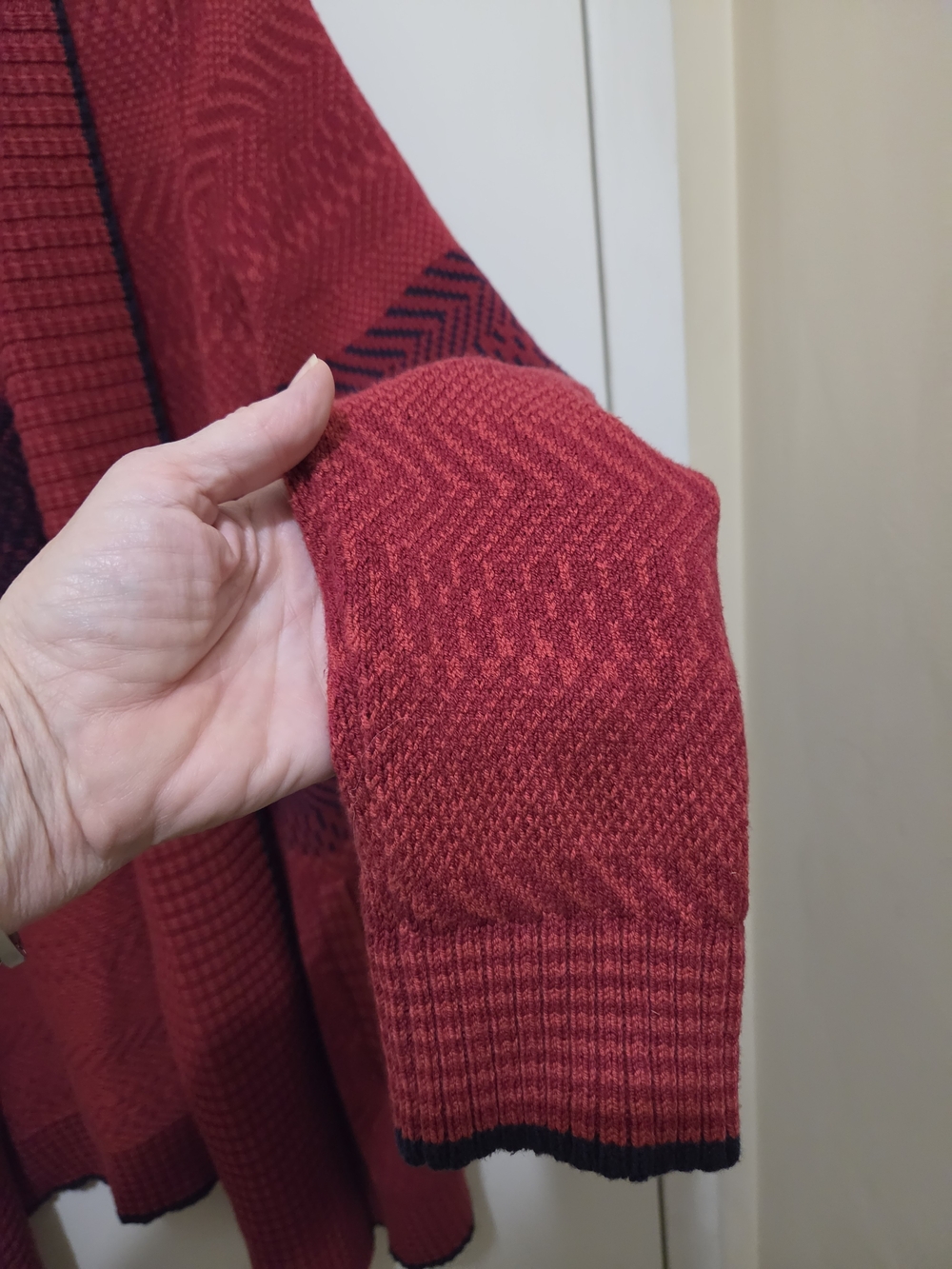 CAbi Red Open-Front Patterned Cardigan Sweater - Picture 6 of 10
